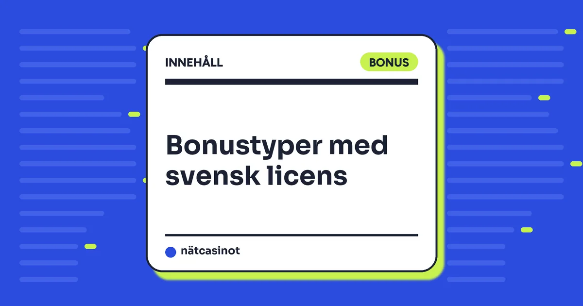 Bonustyper på svenska casinon – välkomstbonus, free spins och vad som är tillåtet