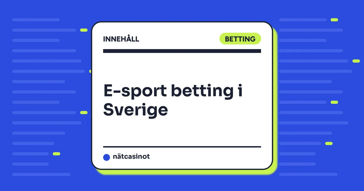 E-sport betting 2026 – spel, marknader och regler i Sverige